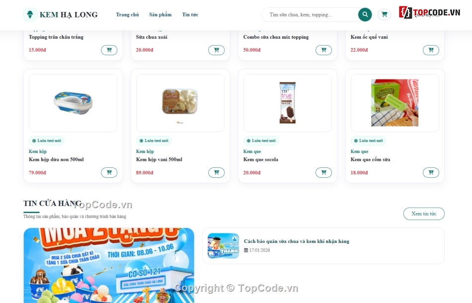 website,bán website,web bán sữa